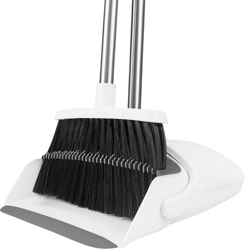 BSKLIN Broom and Dustpan Set, Broom with Dustpan Combo Set for Home 52-in Long Adjustable Handle Dustpan Teeth to Clean Hair for Home Office Kitchen Lobby - Image 1